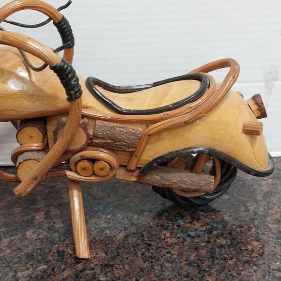 Harley-Davidson Wooden Motorcycle Model - Orange and Brown - Picture 2 of 7
